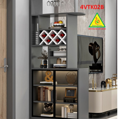 Vách ngăn phòng khách, vách ngăn tủ kệ bằng gỗ 4VTK02 - Nội thất lắp ráp Viendong adv