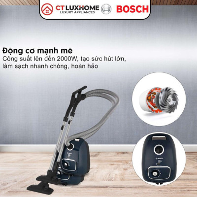 Máy Hút Bụi Có Dây Bosch BGLS42035, 2000W, 10A, 10m, túi chứa bụi 4 lít [Hàng chính hãng]