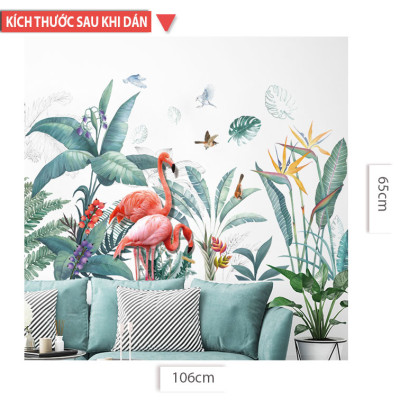Sticker Giấy Dán Tường Decal Dán tường Mẫu Hoa Lá Cực Xinh ZH014