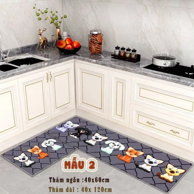Set 2 thảm ngắn dài trong nhà bếp cao cấp