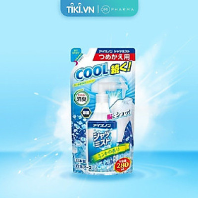 Xịt Lạnh Quần Áo Làm Mát Cơ Thể Ice Non Hakugen Earth Hương Bạc Hà Mát Lạnh Nhật Bản (Túi Refill 280ml)