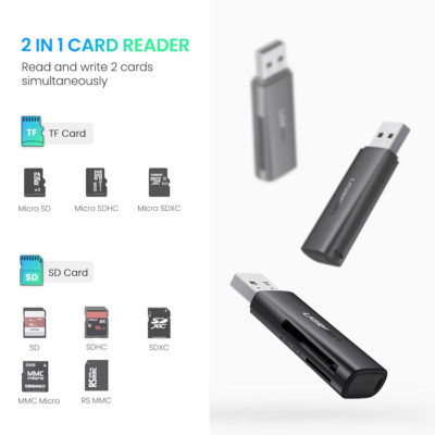 Ugreen UG60722CM264TK SD/TF USB 3.0 Màu Đen Đầu đọc thẻ SD/TF chuẩn USB 3.0 - HÀNG CHÍNH HÃNG