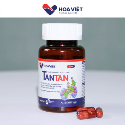 Viên sỏi Tan Tan Hoa Việt thảo dược giảm nguy cơ sỏi thận sỏi giảm viêm đường tiết niệu hộp 60 viên