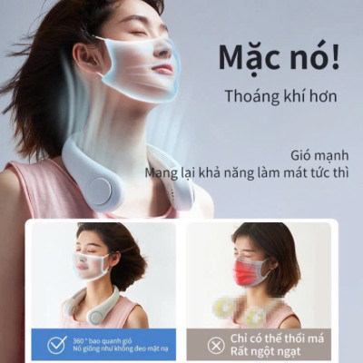 Quạt Đeo Cổ Không Cánh WIND 3D | 3 Cấp Gió Mạnh, Phong Cách Trẻ Trung, Pin Sạc Lithium Ion Loại Tốt