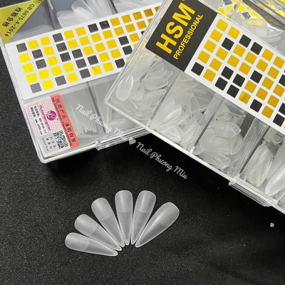 Móng Up Tay HSM VINIMAY Nhọn Trong Trơn (Không Nhám), Nhọn Trong Nhám, Nhọn Đục Cao Cấp Hộp 500 Móng Đủ Size Siêu Mỏng Dẻo Làm Nail giả dài