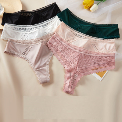Quần Lót Nữ Lọt Khe Phi Lụa Phối Ren Gợi Cảm 6067 – Satin Mịn, Không Viền, Quyến Rũ