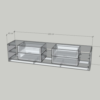 HAPPY FURNITURE , Kệ TV 4 ngăn kéo - MERI , KTV_090 , 200cm x 40cm x 45cm DxRxC