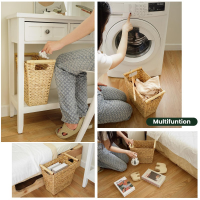 Sọt lục bình có tay cầm, giỏ để đồ đa năng, đồ để văn phòng tiện dụng, sọt rác văn phòng