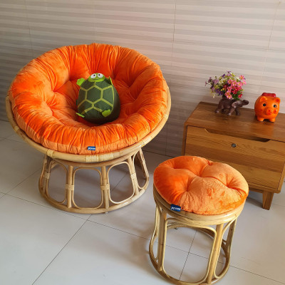 Bộ ghế papasan + đôn (vải nhung màu cam)