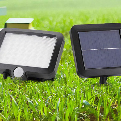 Đèn năng lượng mặt trời cảm biến chuyển động 56 LED siêu sáng pin tách rời chống nước ngoài trời kèm cáp nối 5m - Hàng chính hãng