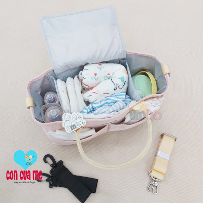 Túi xách bỉm sữa mẹ và bé UMOO kèm dây đeo chéo chất liệu vải dệt chống nước Mang cả thế giới bên mình vẫn gọn gàng, tươm tất 