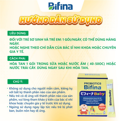 Hỗ trợ tiêu hoá khoẻ, tăng đề kháng cho bé - Men vi sinh Bifina Baby Nhật Bản- Hộp 30 gói
