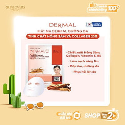 [ Tặng thêm 2 miếng ] Combo 10 Mặt nạ dưỡng da tinh chất hồng sâm Dermal
