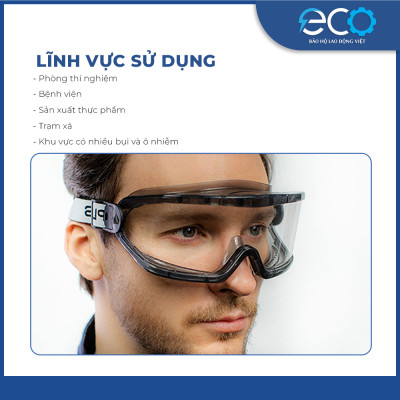 Kính bảo hộ chống hóa chất mắt kính chống bụi, chống đọng sương, ôm theo dáng mặt