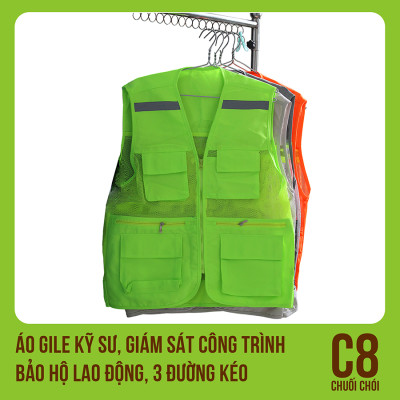 Áo Gile Kỹ Sư, Giám Sát Công Trình, Bảo Hộ Lao Động, 3 Đường Kéo - Mã C8 (Chuối Chối)