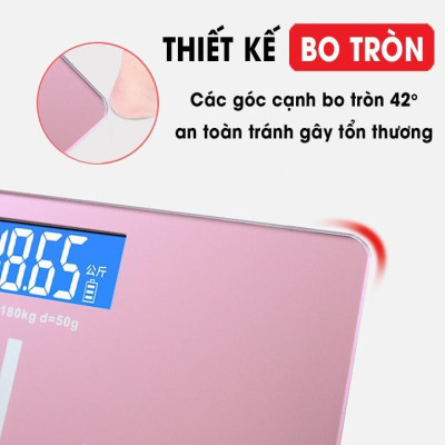 Cân Sức Khoẻ Gia Đình Chịu Lực Tốt Mặt Kinh Điện Tử Màn Hình LCD Rõ Nét Kinh Cường Lực Cao Cấp Thiết Kế Gọn Nhẹ Bo Tròn Góc 