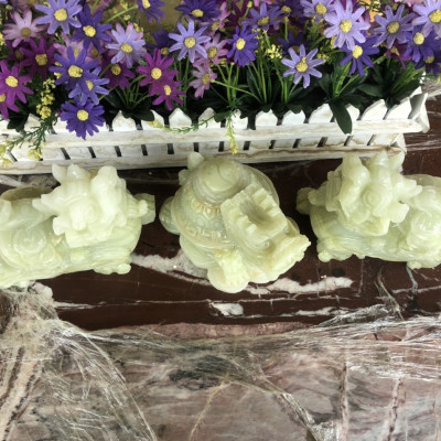 Bộ combo Tỳ Hưu dài 15cm và Tượng Long Quy Rùa đầu rồng phong thủy dài 15cm đá ngọc onyx