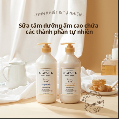 Sữa tắm sữa dê dưỡng trắng, dưỡng ẩm sâu Shower Mate Goat Milk 800ML