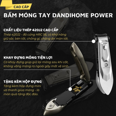 Bấm móng tay DandiHome Power cao cấp bằng thép 420J2 sắc bén, chống gỉ