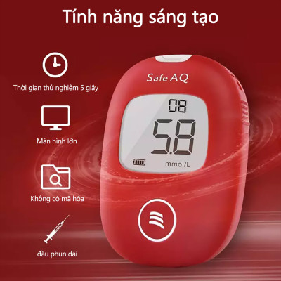 Bộ máy đo đường huyết Sinocare Safe AQ Smart tặng 1 hộp 50 que thử đường huyết và hộp 50 kim chích máu