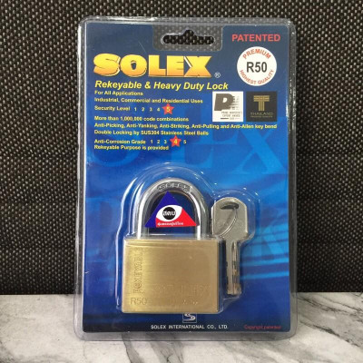 Khóa Solex R50 thân đồng rộng 50mm chìa vuông - MSOFT