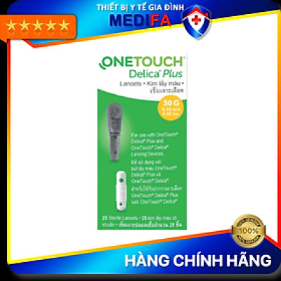 Hộp 25 Kim Lấy Máu OneTouch Delica Plus Dùng Cho Bút Thử Đường Huyết Máy OneTouch Ultra Plus Flex & Select Plus
