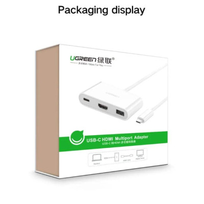 Ugreen UG30377US163TK Bộ chuyển đổi TYPE C sang USB 3.0 + HDMI + hỗ trợ nguồn TYPE C - HÀNG CHÍNH HÃNG