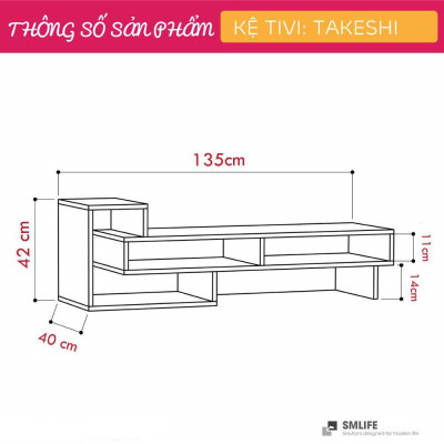 Kệ tivi gỗ hiện đại SMLIFE Takeshi