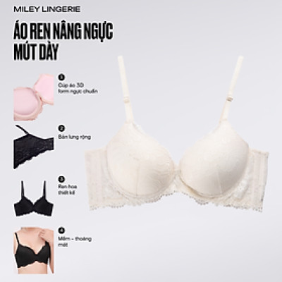 Áo Ngực Nâng Ngực Ren Nữ Mút Dày 4cm Active Miley Lingerie - Trắng Kem BRL14001