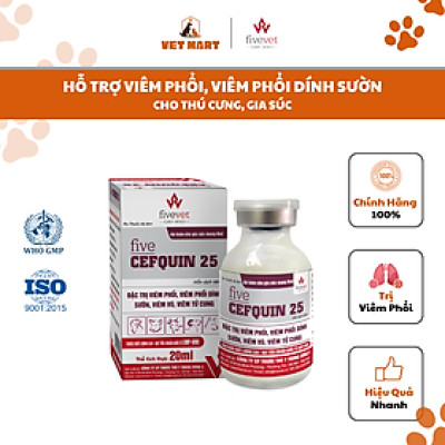 Five-Cefquin 25 - Hỗ trợ trị viêm phổi, viêm phổi dính sườn, viêm vú, viêm tử cung kháng sinh thế hệ mới