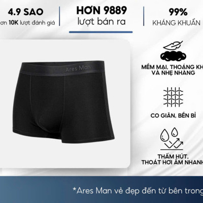 Quần boxer nam , quần lót đùi nam cao cấp ARES 03 được làm bằng chất thun lạnh mềm mịn thấm hút mồ hôi co giãn 4 chiều