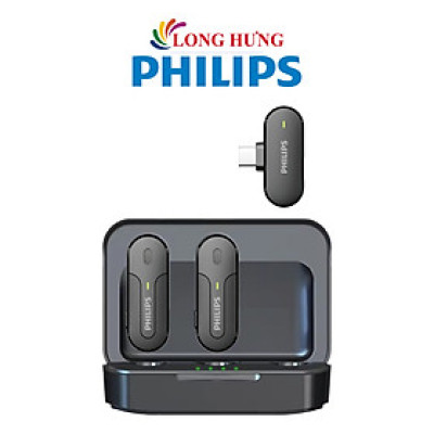 Micro không dây Wireless Lavalier Philips 2 Micro DLM9002 - Type-C - Hàng chính hãng