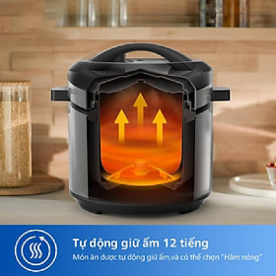 Nồi Áp Suất Điện Philips HD2237/66, Dung Tích 6Lit -  Công Suất 1300W, Hàng Chính Hãng