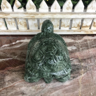 Tượng con rùa phong thủy đá ngọc Ấn Độ để bàn làm việc - Dài 13 cm