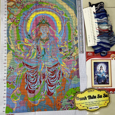 Tranh thêu kín Phật quan âm vs8287, kích thước 60 x 90 cm