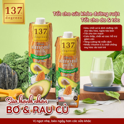Sữa hạt Hạnh Nhân Bơ & Rau củ 137 DEGREES 1000ml