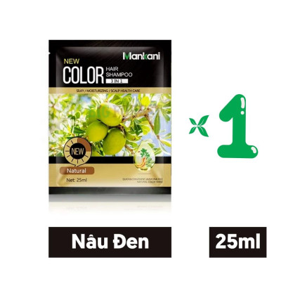 Gói Dầu Gội Nhuộm Tóc, Phủ Bạc Thảo Dược Mankani [Gói 25ml - Nâu Đen]