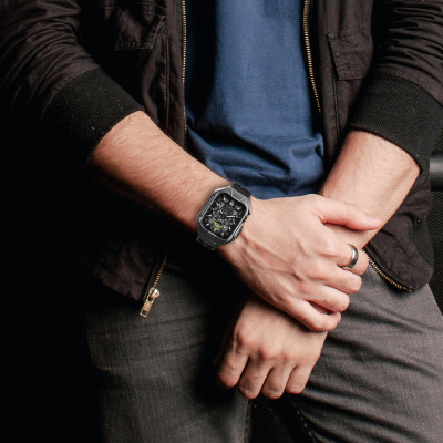 Ốp Case tích hợp dây đeo Steel Armor cho Apple Watch Series 4/5/6/SE/7/8/9/SE1,2 Size 44mm/45mm - Hàng Chính Hãng