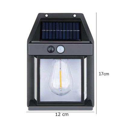 Đèn năng lượng mặt trời cảm biến ánh sáng tự động bật tắt, đèn mặt trời cảm biến hồng ngoại trang trí sân vườn 3 chế độ, ánh sáng vàng-BK888