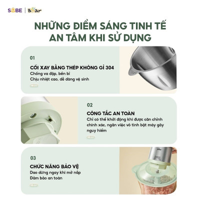 Máy Xay Thịt Bear Cối Xay Thịt Máy Xay Thịt Đa Năng Máy Xay Rau Củ Xay Nhuyễn Thịt Cá 4 Lưỡi Dao CH-4H03F - Hàng chính hãng