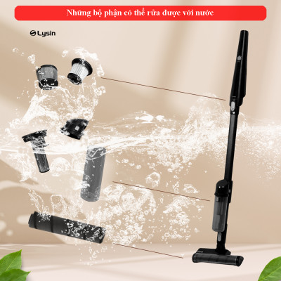 Qrachic - máy hút bụi cầm tay không dây gia đình thông mình dùng pin hai chế độ hút công nghệ hút xoáy cyclonic dùng vệ sinh nhà cửa, xe hơi đa năng không tiếng ồn máy chạy êm hàng chính hãng