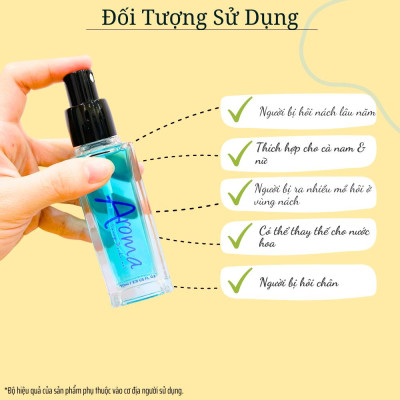 COMBO 2 Lọ Xịt Khử Mùi Toàn Thân AROMA 50ml, Giúp Ngăn Tiết Mồ Hôi, Khử Mùi Hôi Nách, Không Ố Vàng