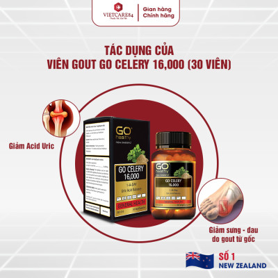 Viên Gout New Zealand Go Celery 16000mg 30 Viên | Giúp Hỗ Trợ Điều Trị Gout Từ Gốc - Nhập Khẩu Chính Hãng