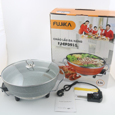 Nồi lẩu, chảo lẩu 3.5Lit men chống dính có thể chiên xào nấu FUJIKA có khung tay cầm chắc chắn, công suất 1350W-Hàng chính hãng, màu ngẫu nhiên