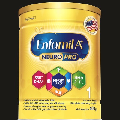 Sữa bột Enfamil A+ NeuroPro 1 với 2’-FL HMO cho trẻ từ 0 – 6 tháng tuổi– 400g