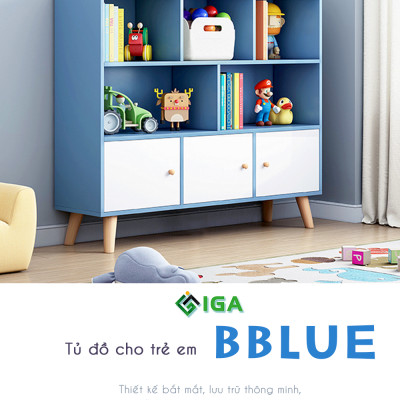 Tủ Sách 3 Tầng Cho Bé Màu Xanh Cánh Trắng Phong Cách Nordic Hiện Đại  GP141 