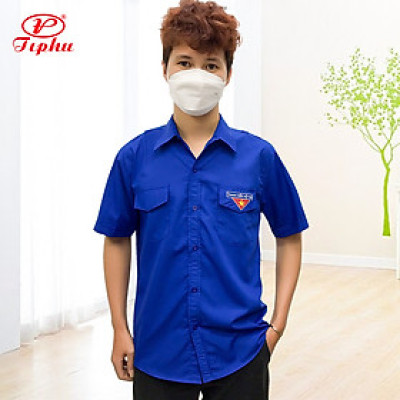 Áo đoàn viên, đồng phục thanh niên Việt Nam, thêu cờ đỏ sao vàng, tay dài và tay ngắn, có 2 túi có nắp và cầu vai