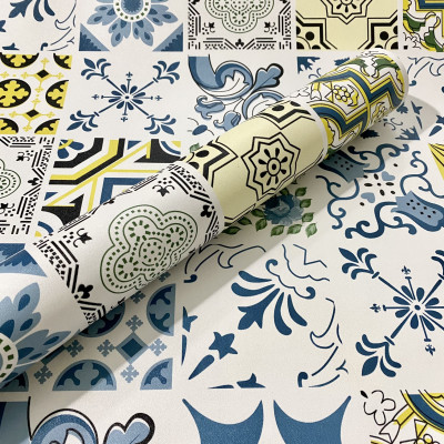 Decal dán tường decal cuộn gạch bông cổ điển có sẵn keo dễ dán