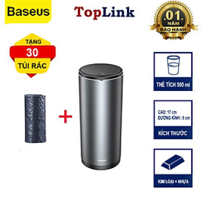 Thùng Rác Mini Ô Tô, Để Bàn Làm Việc Chính Hãng Baseus Siêu Tiện Dụng Và 30 Túi Đựng( Bán Lẻ Túi)