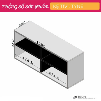 Kệ TV hiện đại bằng gỗ cho phòng ngủ SMLIFE Tyne